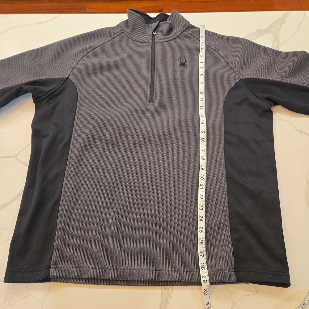 Spyder Soft Shell 1/4 Zip Fleece Pullover Sweater Jacket Mens Size XL Black Gray